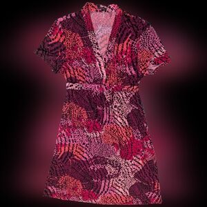 Tahari Jersey Knit Bright Animal Midi Dress